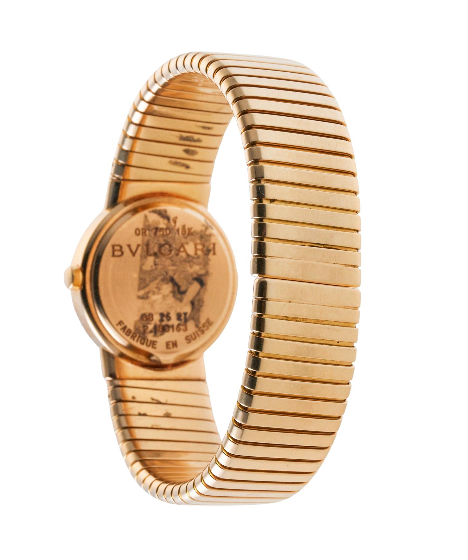 Bulgari Tubogas Gold Watch Bracelet BB 26 2T In Excellent Condition For Sale In New York, NY