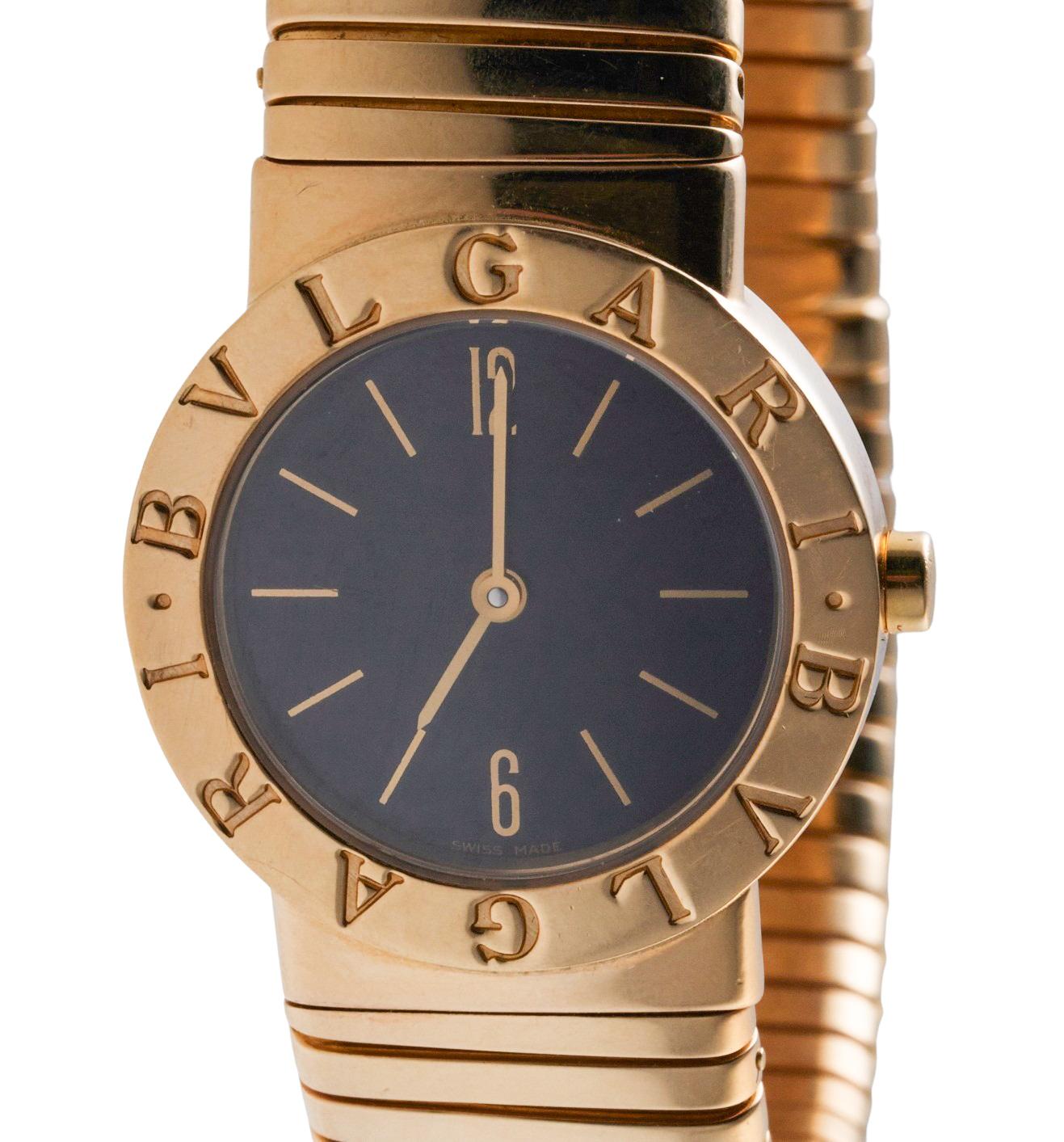 Bulgari Tubogas Gold Watch Bracelet BB 26 2T For Sale 1