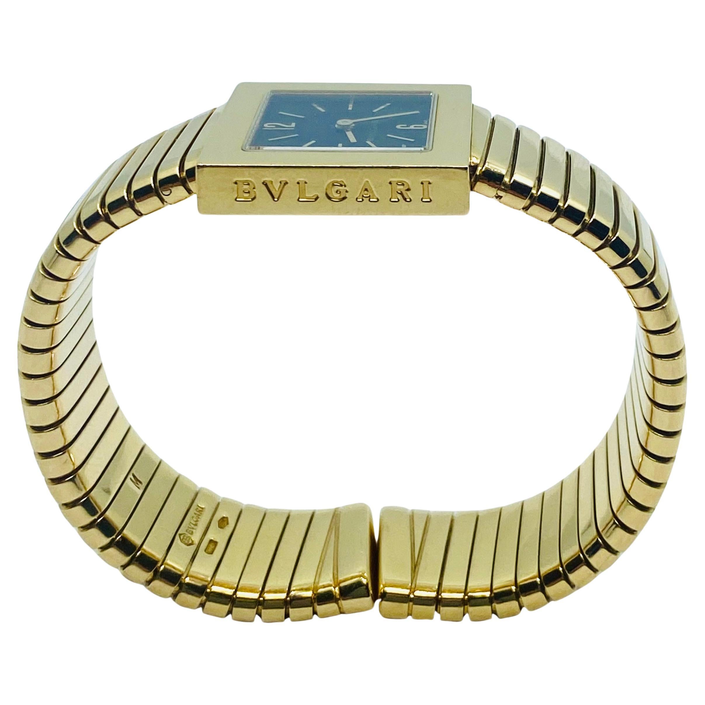 Bulgari Tubogas Gold Watch Quadrato For Sale 1