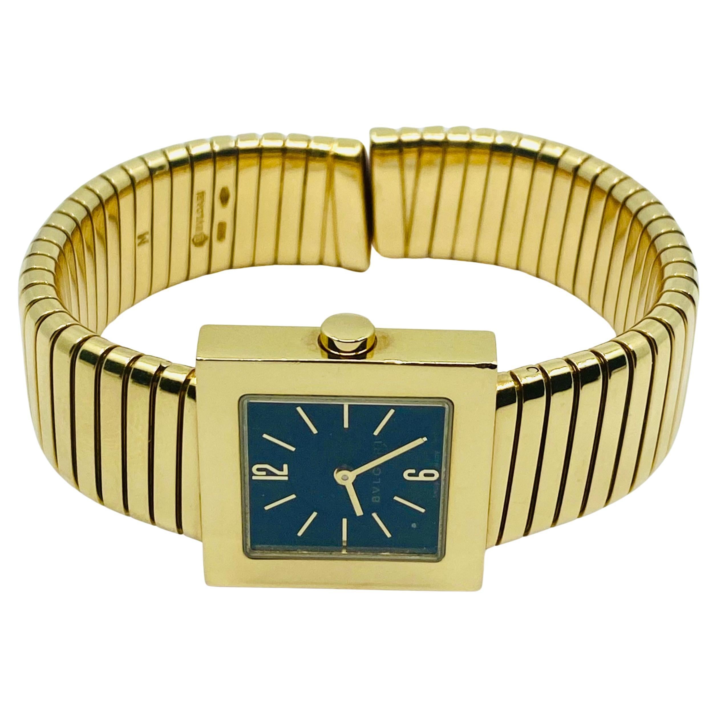Bulgari Tubogas Gold Watch Quadrato For Sale 2