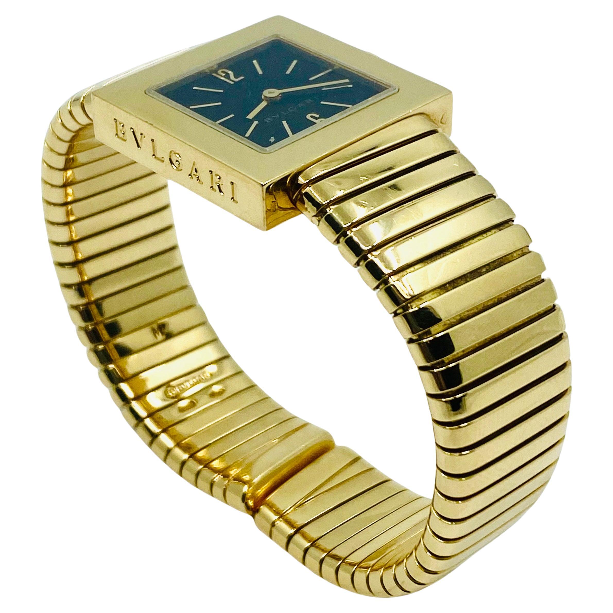 Bulgari Tubogas Gold Watch Quadrato For Sale 4