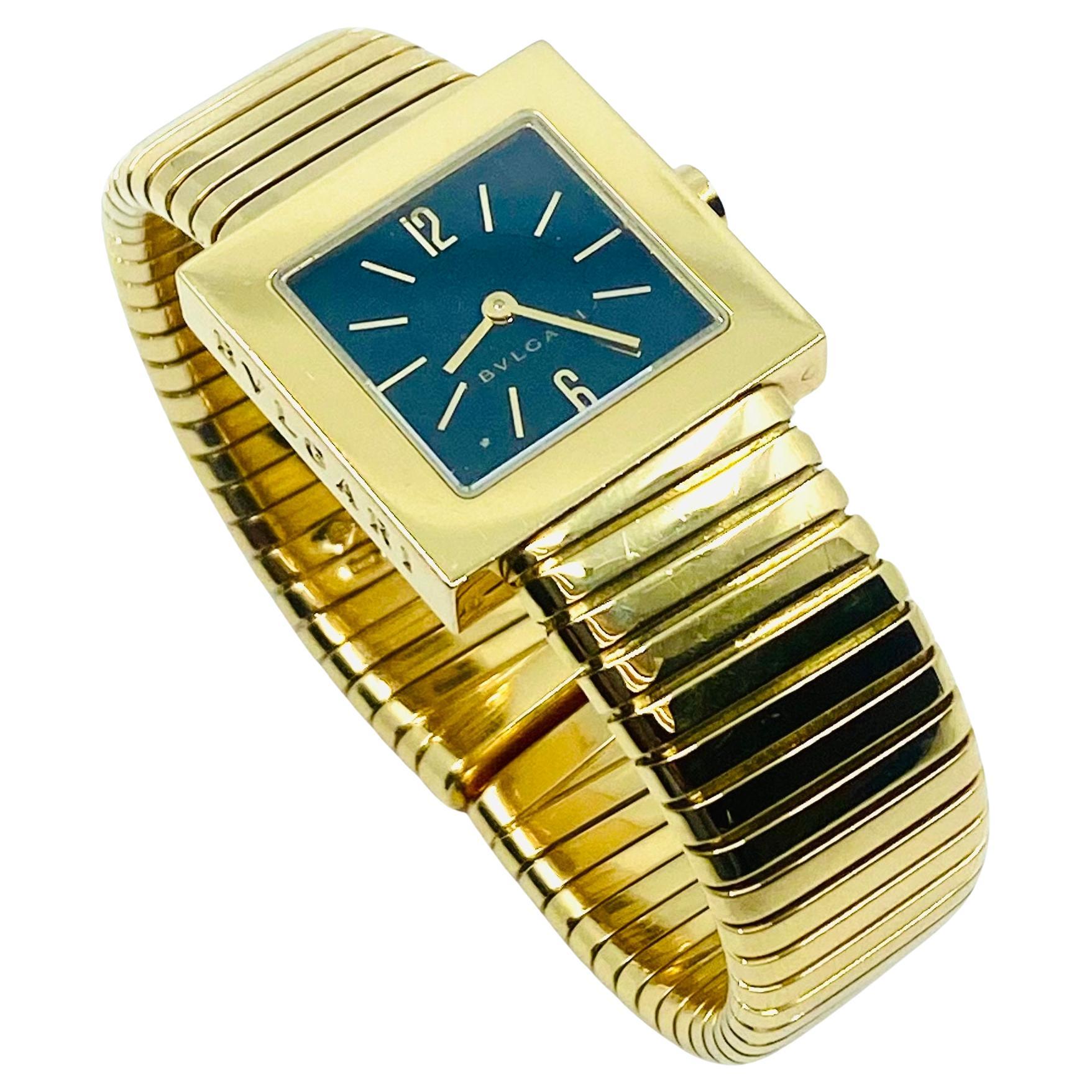 Bulgari Tubogas Gold Watch Quadrato For Sale