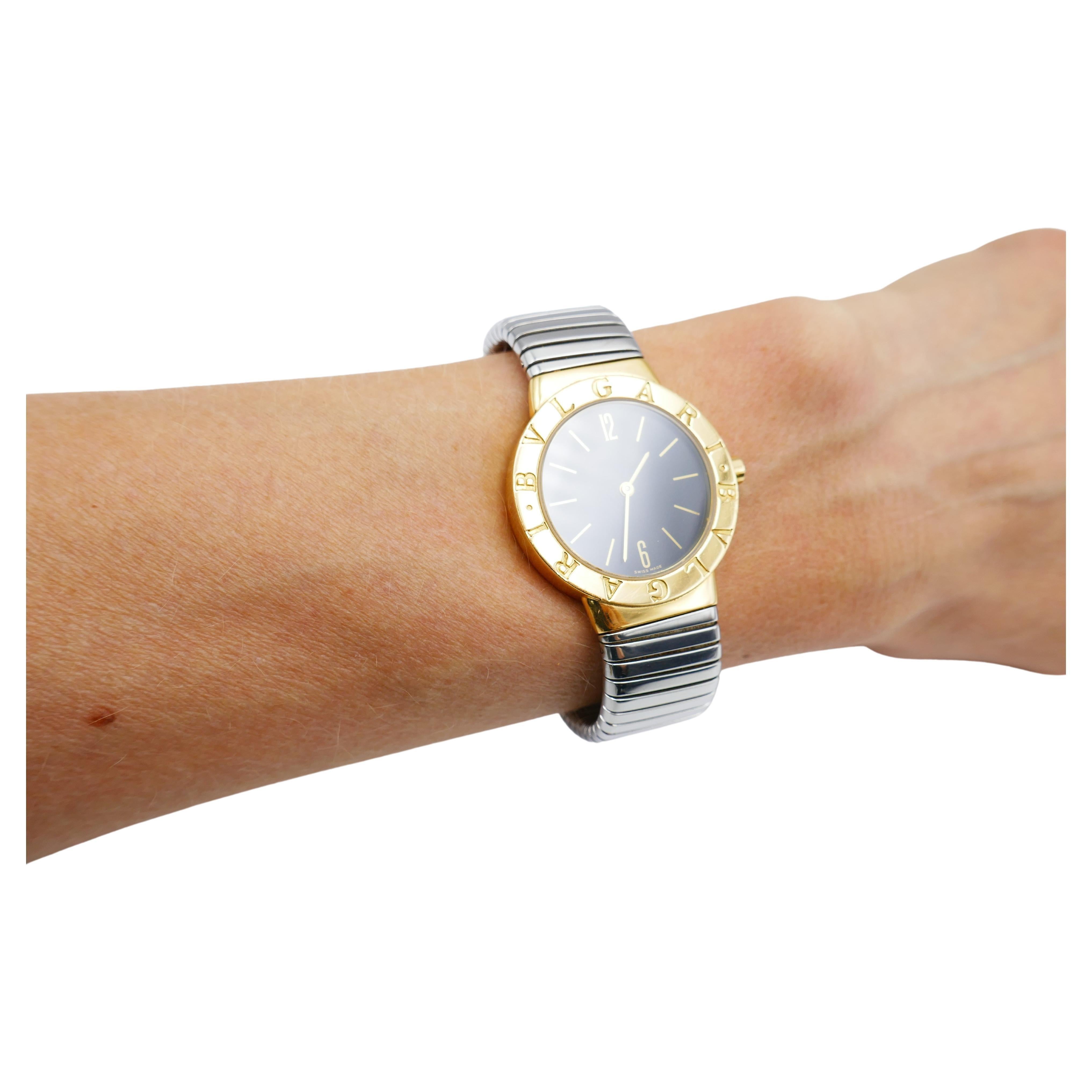 Bulgari Tubogas Gold Uhr Edelstahlarmband im Zustand „Hervorragend“ in Beverly Hills, CA