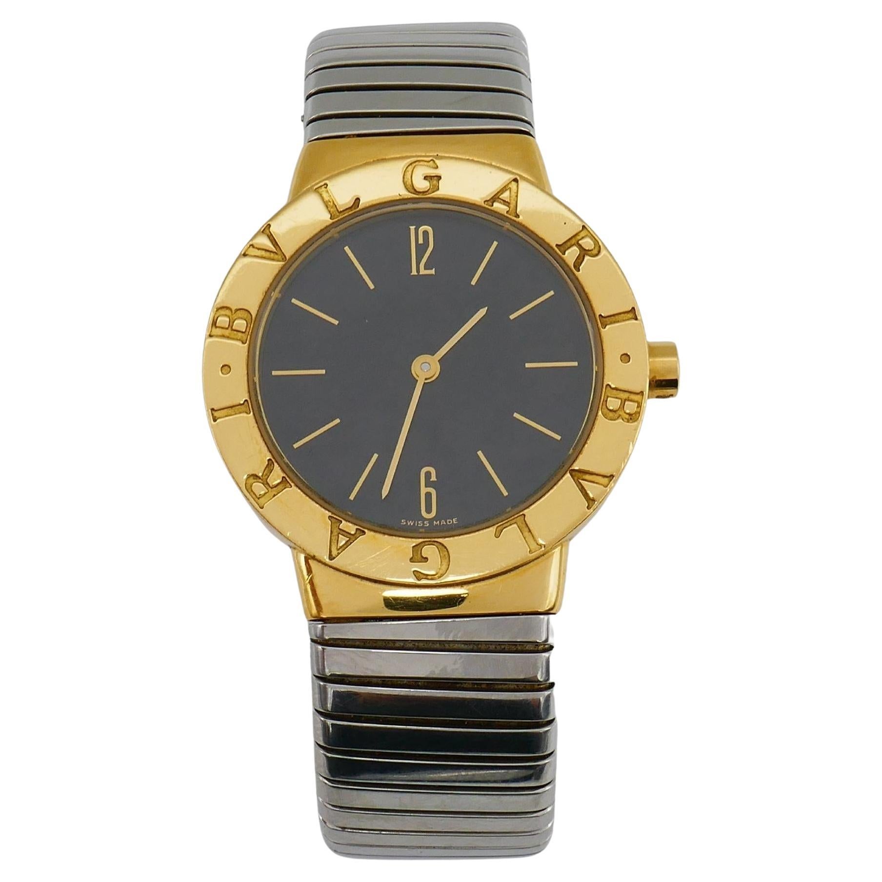Bulgari Tubogas Gold Watch Stainless Steel Bracelet