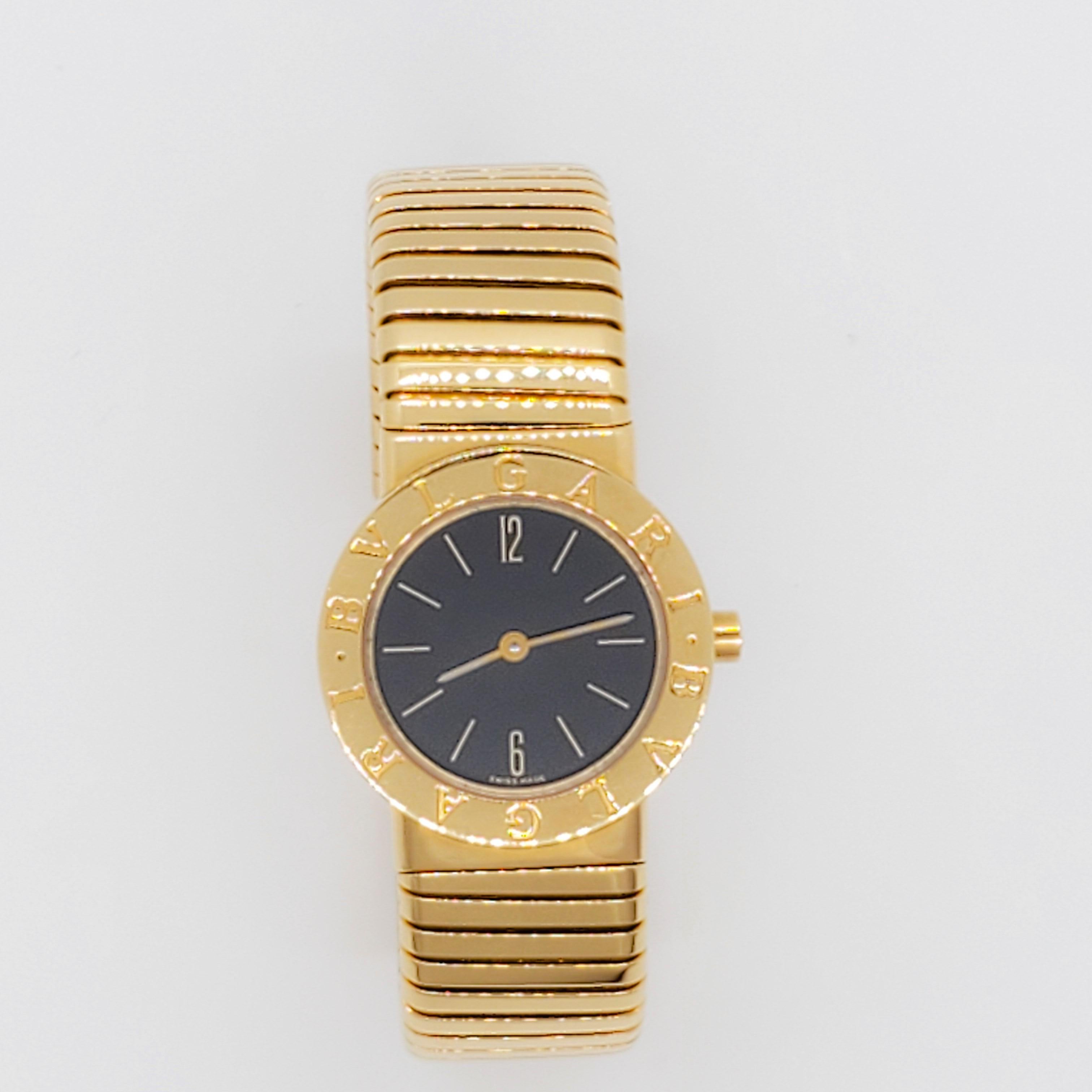 Gorgeous Bulgari Tubogas watch, medium size, 18k yellow gold.  Mint condition.