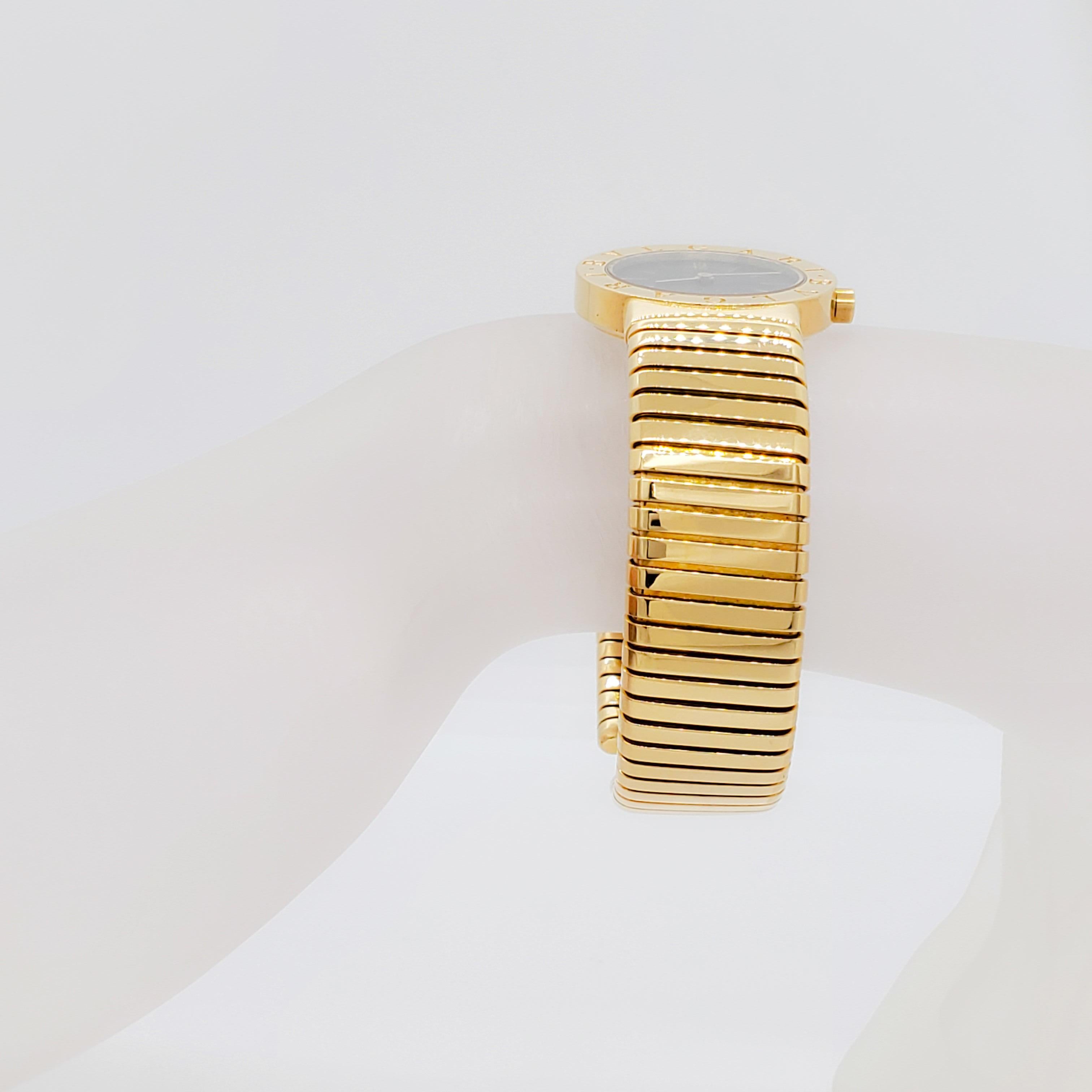 Bulgari Tubogas Medium 18k Yellow Gold Watch In Excellent Condition In Los Angeles, CA