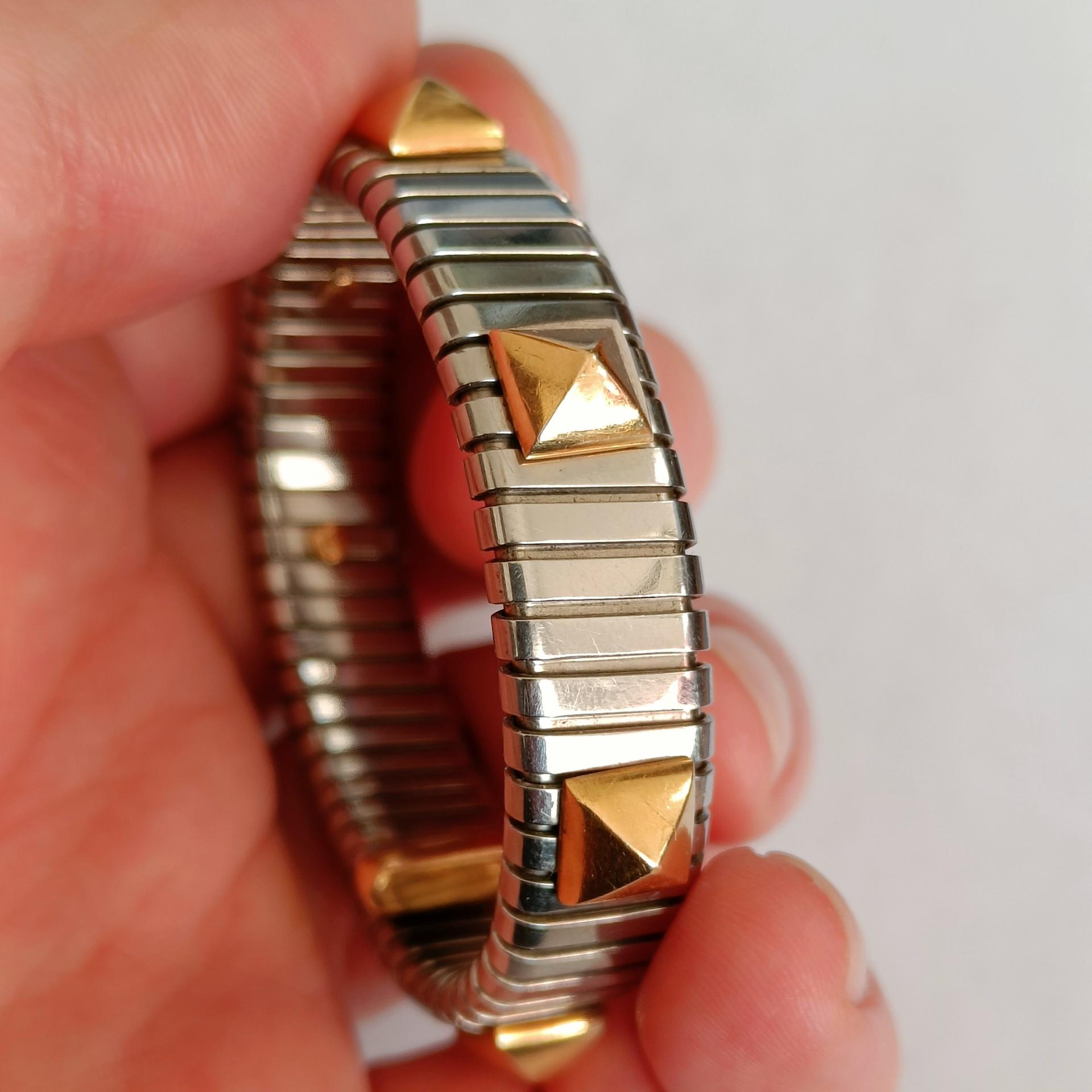 Bulgari Tubogas Halskette und Armband aus Stahl und Gold im Zustand „Gut“ im Angebot in Magenta, IT