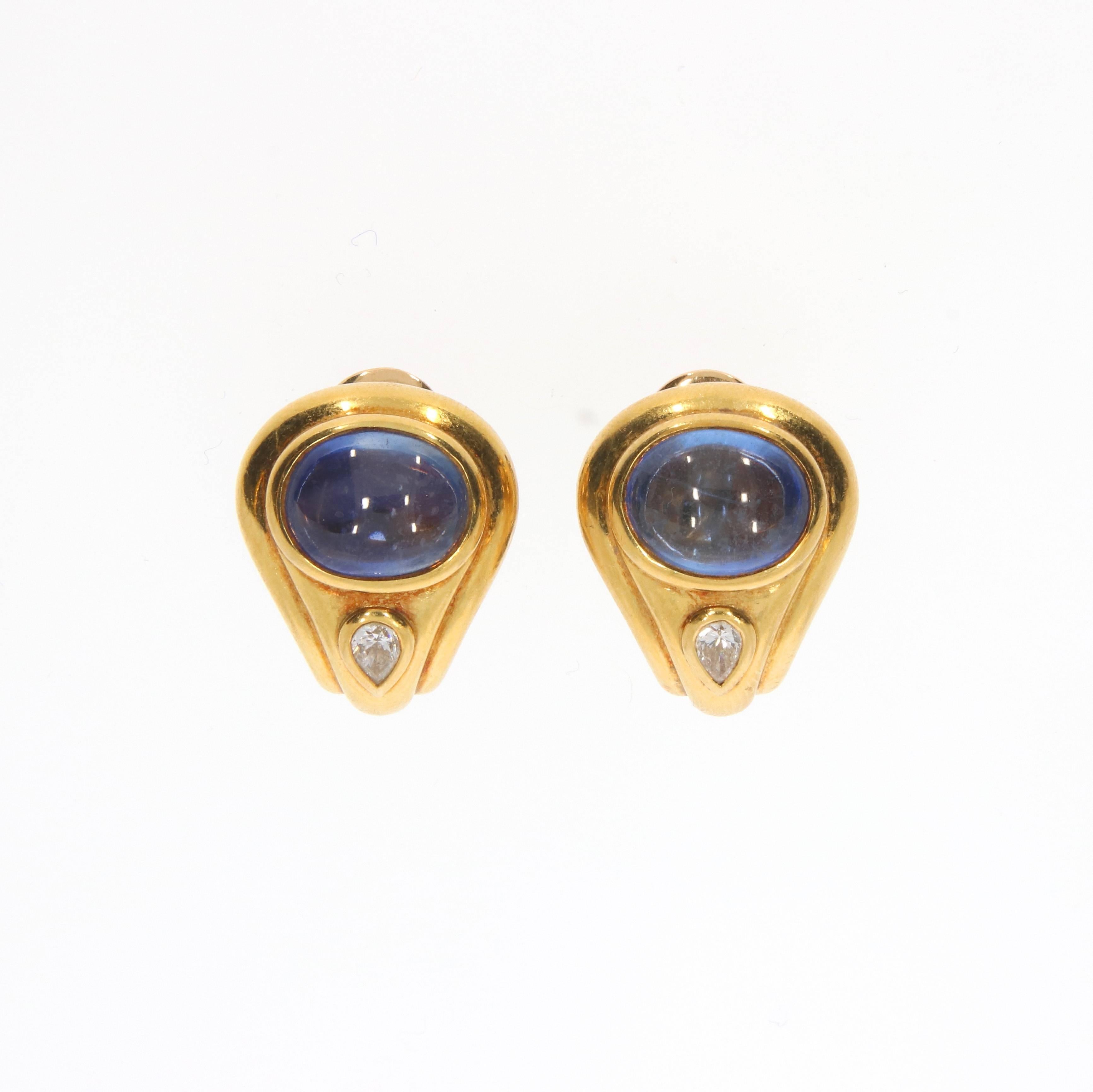 Pear Cut Bulgari Tubogas Necklace, Sapphire and Diamond Yellow Gold Demi-Parure, 1975 For Sale