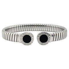 Bulgari Tubogas Onyx Cuff Bangle in Stainless Steel