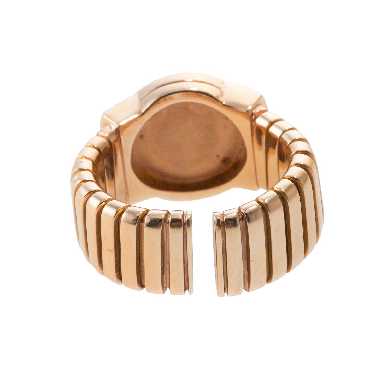 Round Cut Bulgari Tubogas Onyx Gold Ring For Sale