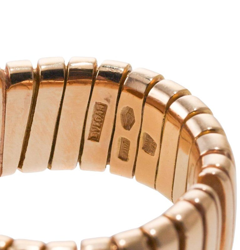 Bulgari Tubogas Onyx Gold Ring For Sale at 1stDibs
