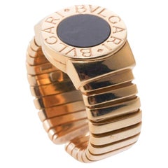 Used Bulgari Tubogas Onyx Gold Ring