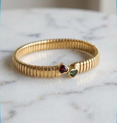 Bulgari Tubogas Peridot and Tourmaline Bracelet in 18K Yellow Gold