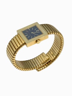 Bulgari Tubogas Quadrato Ladies 18k Yellow Gold Cuff Wrist Watch