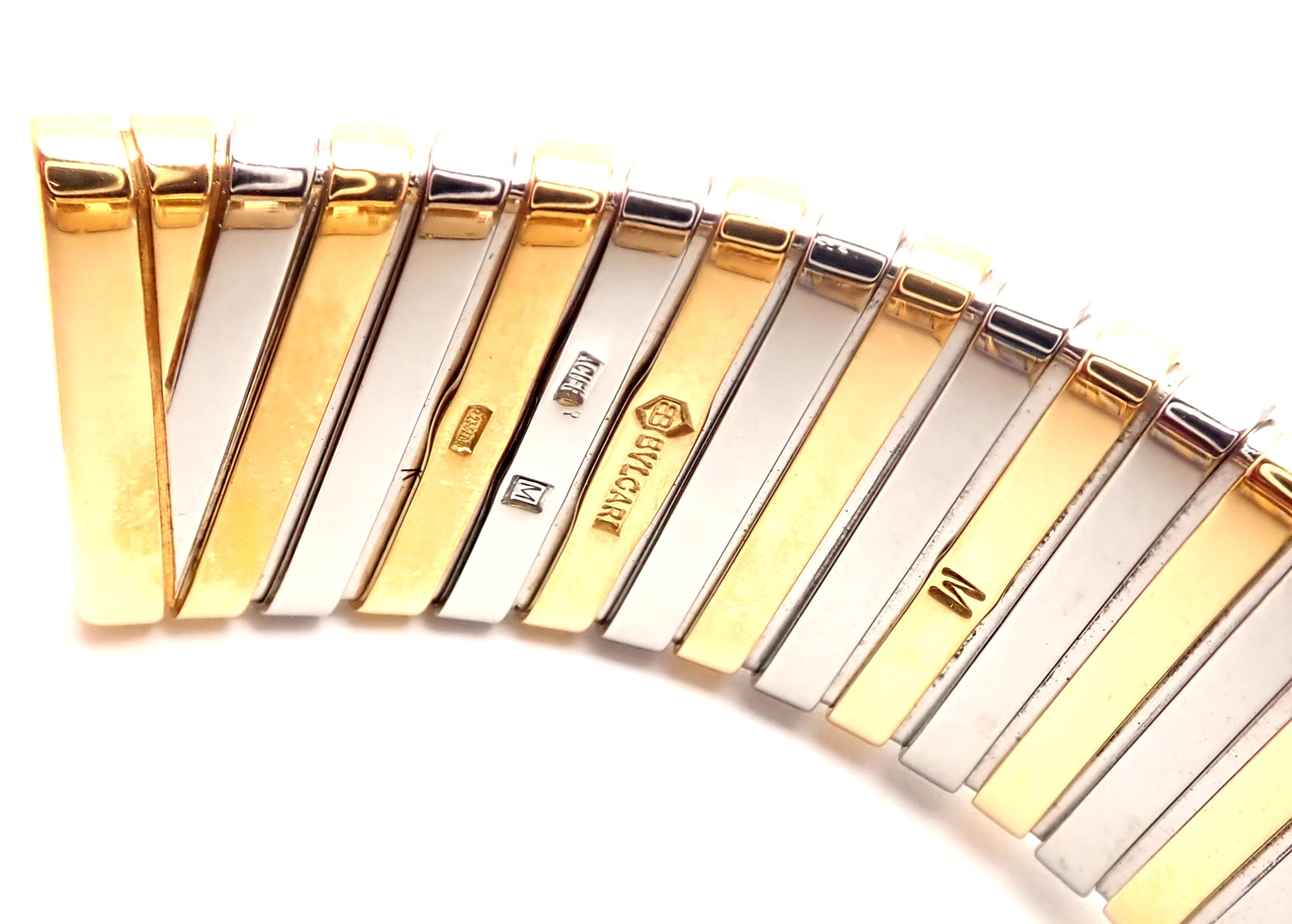 Bulgari Tubogas Quadrato Yellow Gold and Stainless Steel Bracelet Watch SQ292T 1