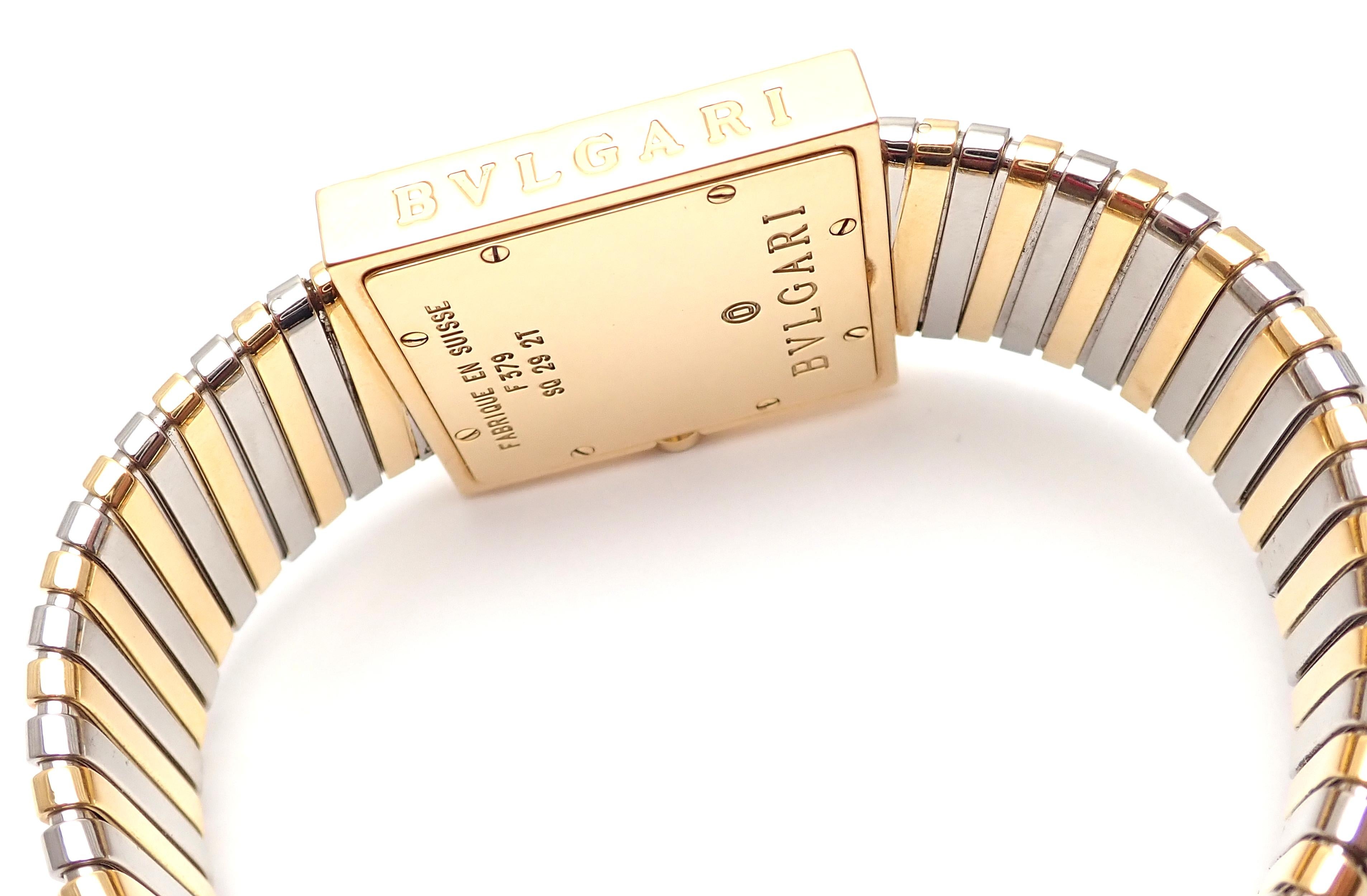 Bulgari Tubogas Quadrato Yellow Gold and Stainless Steel Bracelet Watch SQ292T 2