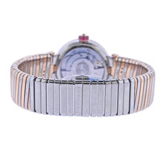 Bulgari Tubogas Rose Gold Steel Diamond Red Dial Watch LUP33SG