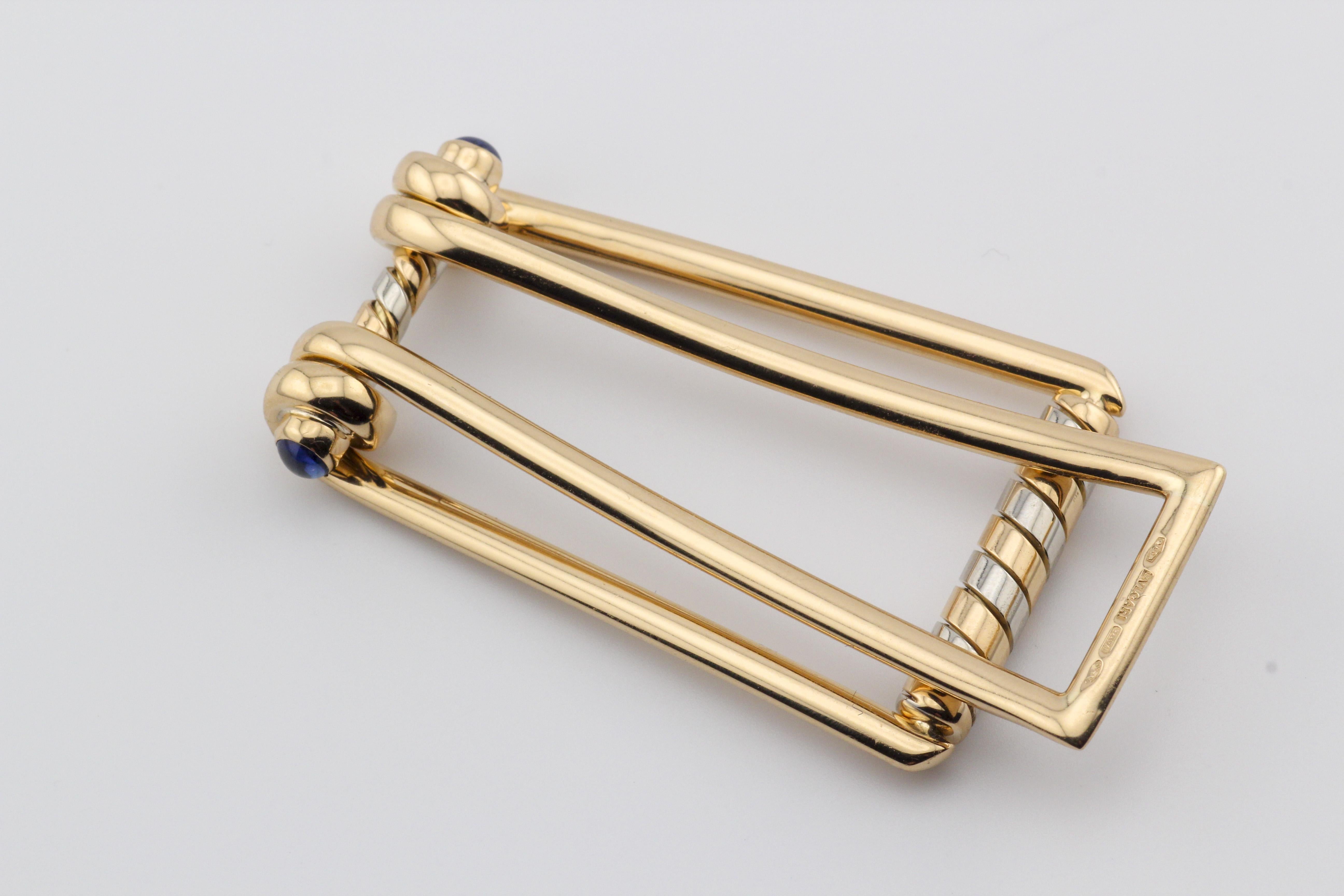 Introducing the Bulgari Tubogas Sapphire Two-Tone 18K Gold Money Clip, a luxurious and distinctive accessory that seamlessly blends Italian artistry with functionality. Crafted by Bulgari, a symbol of timeless elegance and craftsmanship, this money