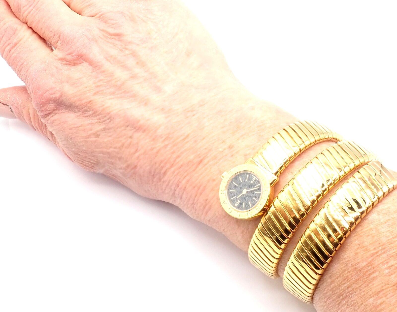 Bulgari Tubogas Serpent Snake Yellow Gold Bracelet Wristwatch For Sale 6
