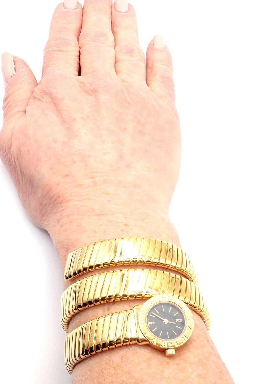 Bulgari Tubogas Serpent Snake Yellow Gold Bracelet Wristwatch For Sale 4