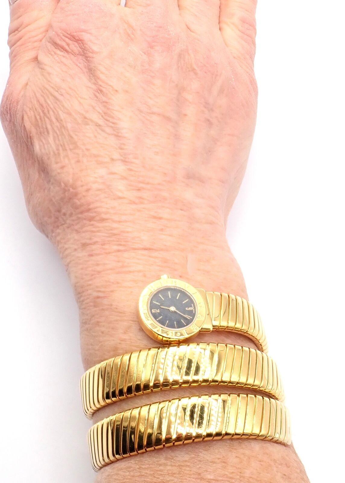 Bulgari Tubogas Serpent Snake Yellow Gold Bracelet Wristwatch For Sale 5