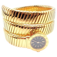 Bulgari Tubogas Serpent Snake Yellow Gold Bracelet Wristwatch
