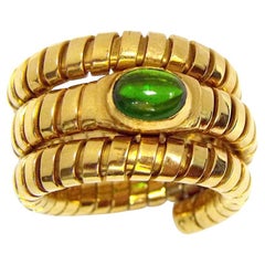 Anillo de 3 filas Bulgari Tubogas Serpenti Esmeralda de oro amarillo de 18k