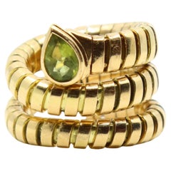 Bulgari Tubogas Serpenti Peridot 18k Yellow Gold 3-Row Ring