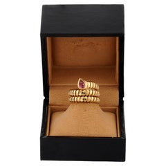 BULGARI Tubogas Serpenti Pink Tourmaline Yellow Gold 3-Row Ring