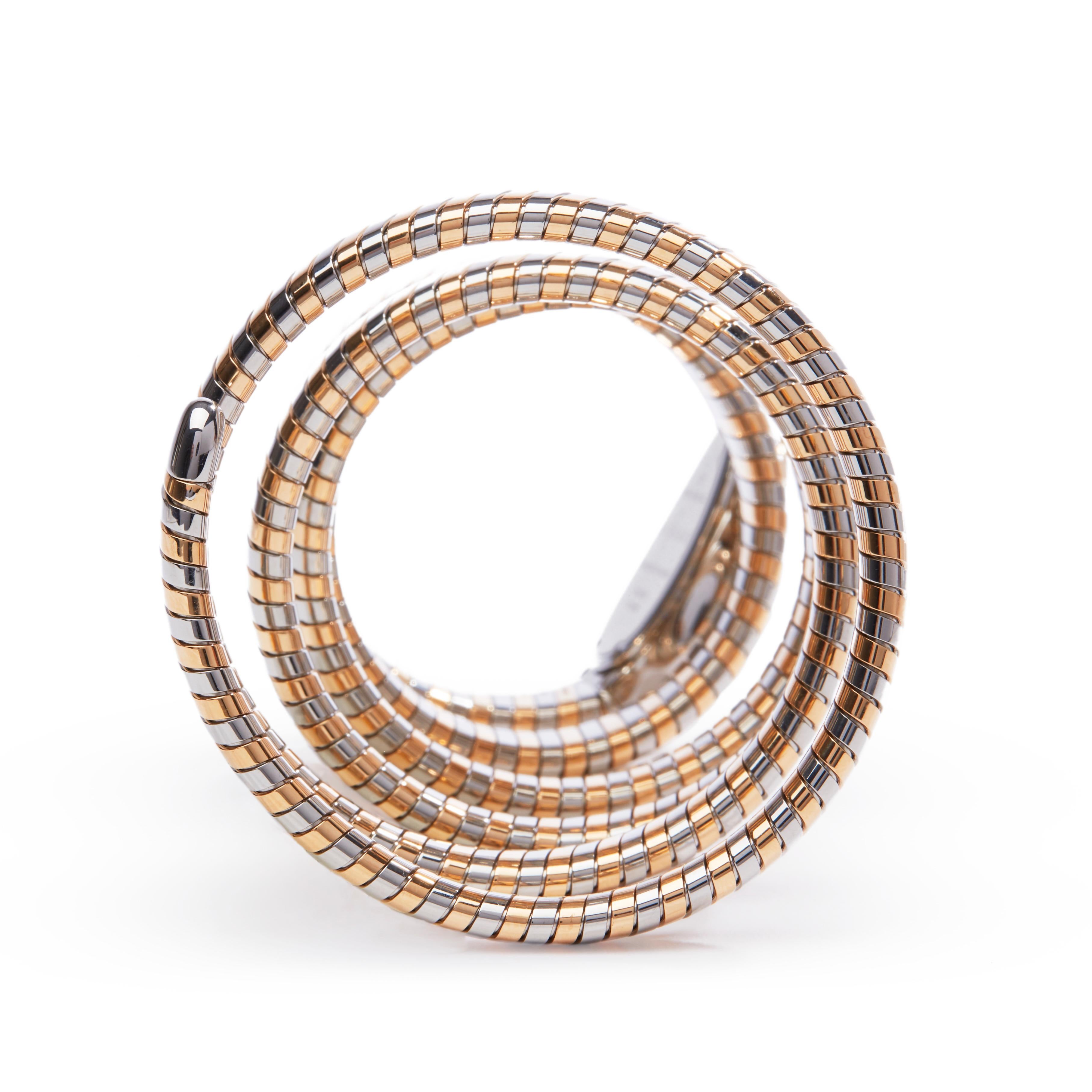 Women's Bulgari Tubogas Serpenti Stainless Steel And 18k Rose Gold 102621
