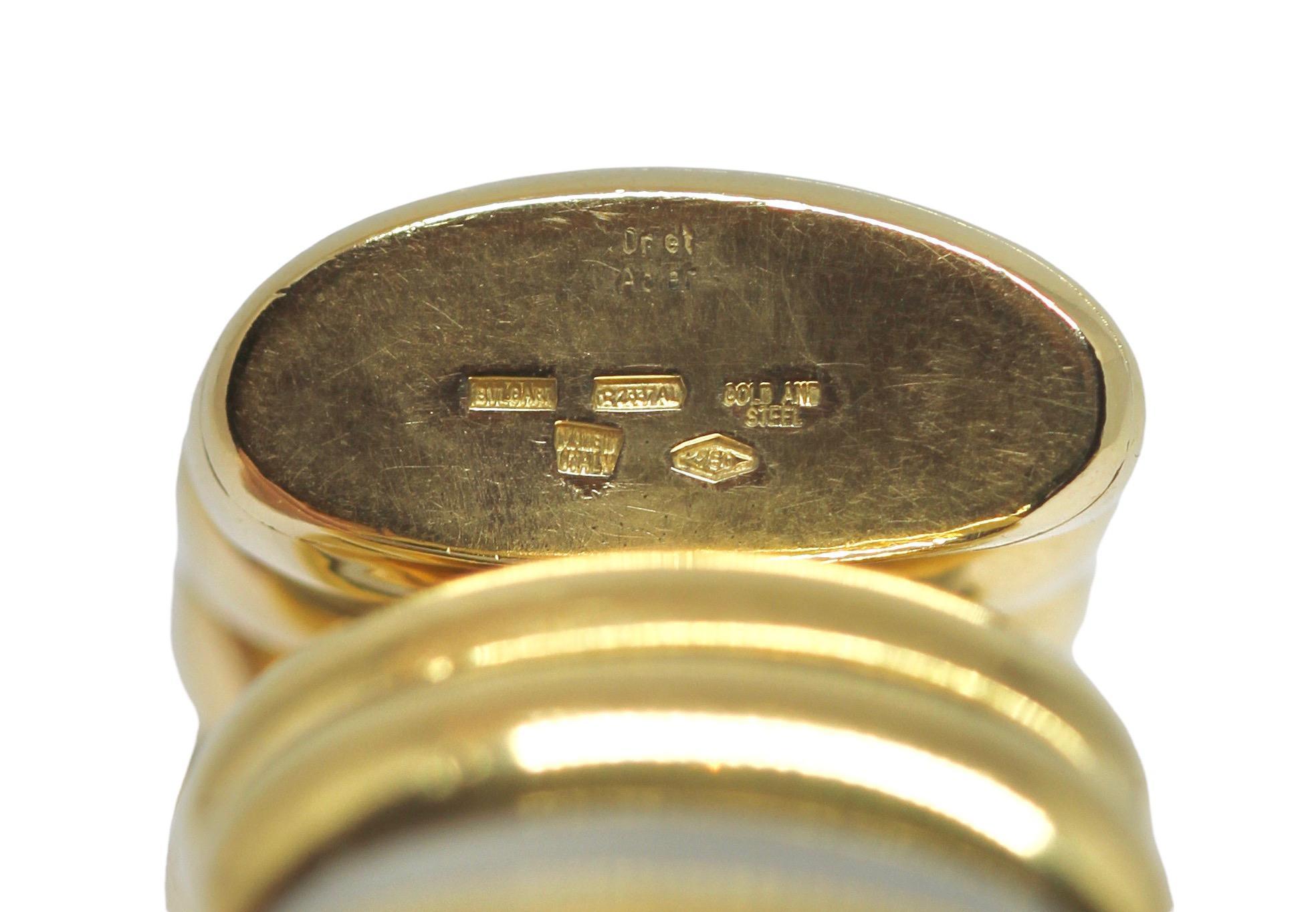 Bulgari Tubogas Armreif aus Edelstahl und 18 Karat Gelbgold 1