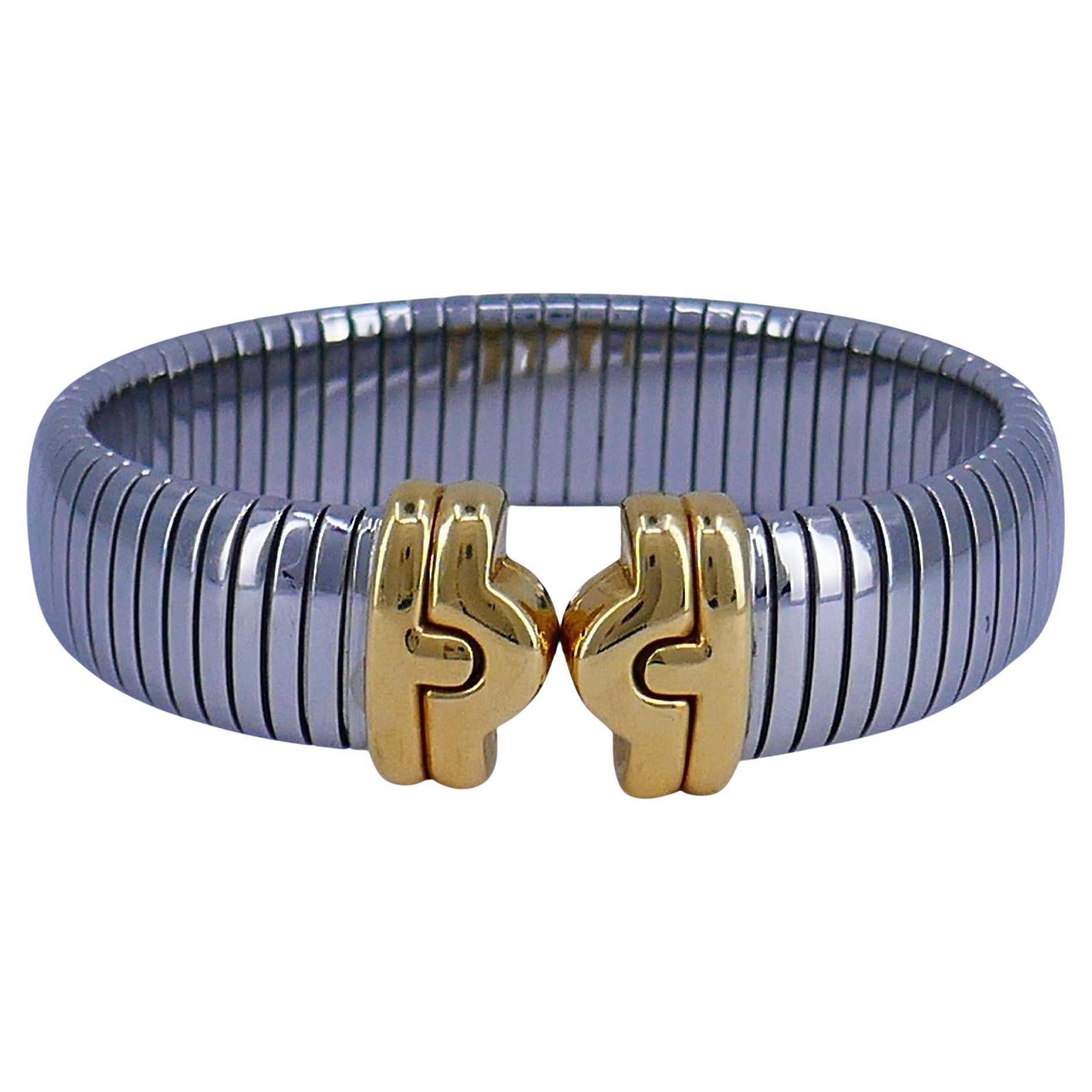 Bulgari Tubogas Stainless Steel Gold Bracelet