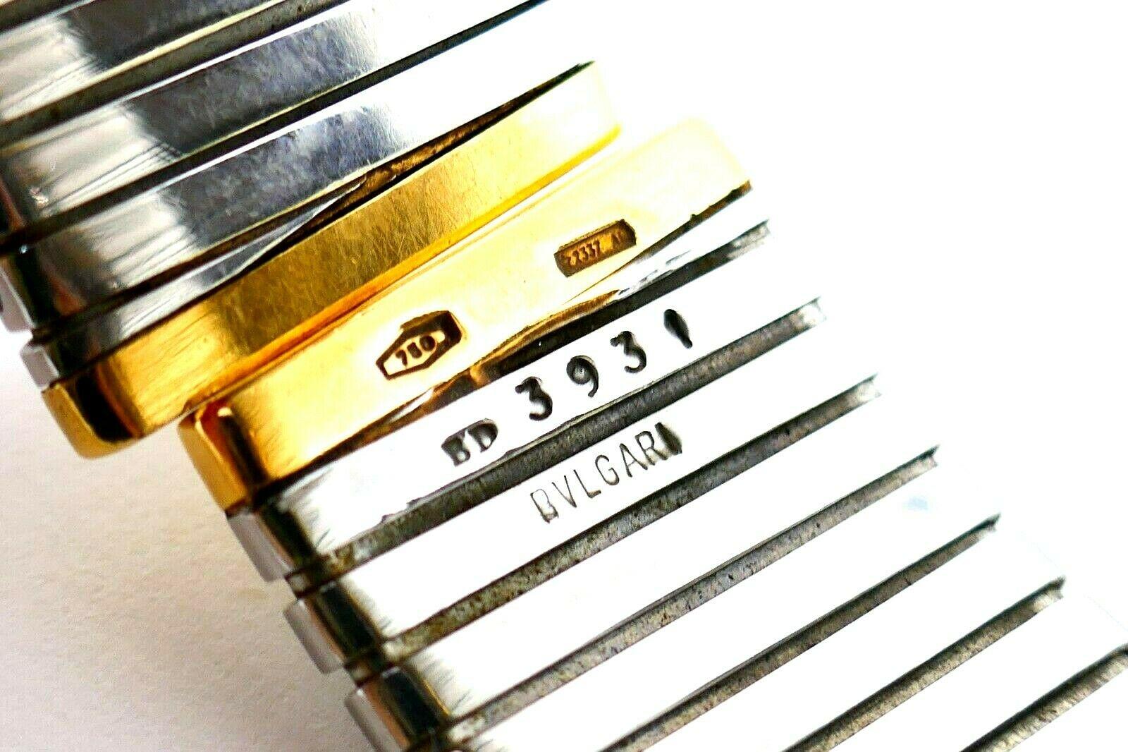 Women's or Men's Bulgari Tubogas Stainless Steel Yellow Gold Gemstones Bracelet