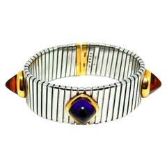 Bulgari Tubogas Edelstahl Gelbgold Edelsteinarmband