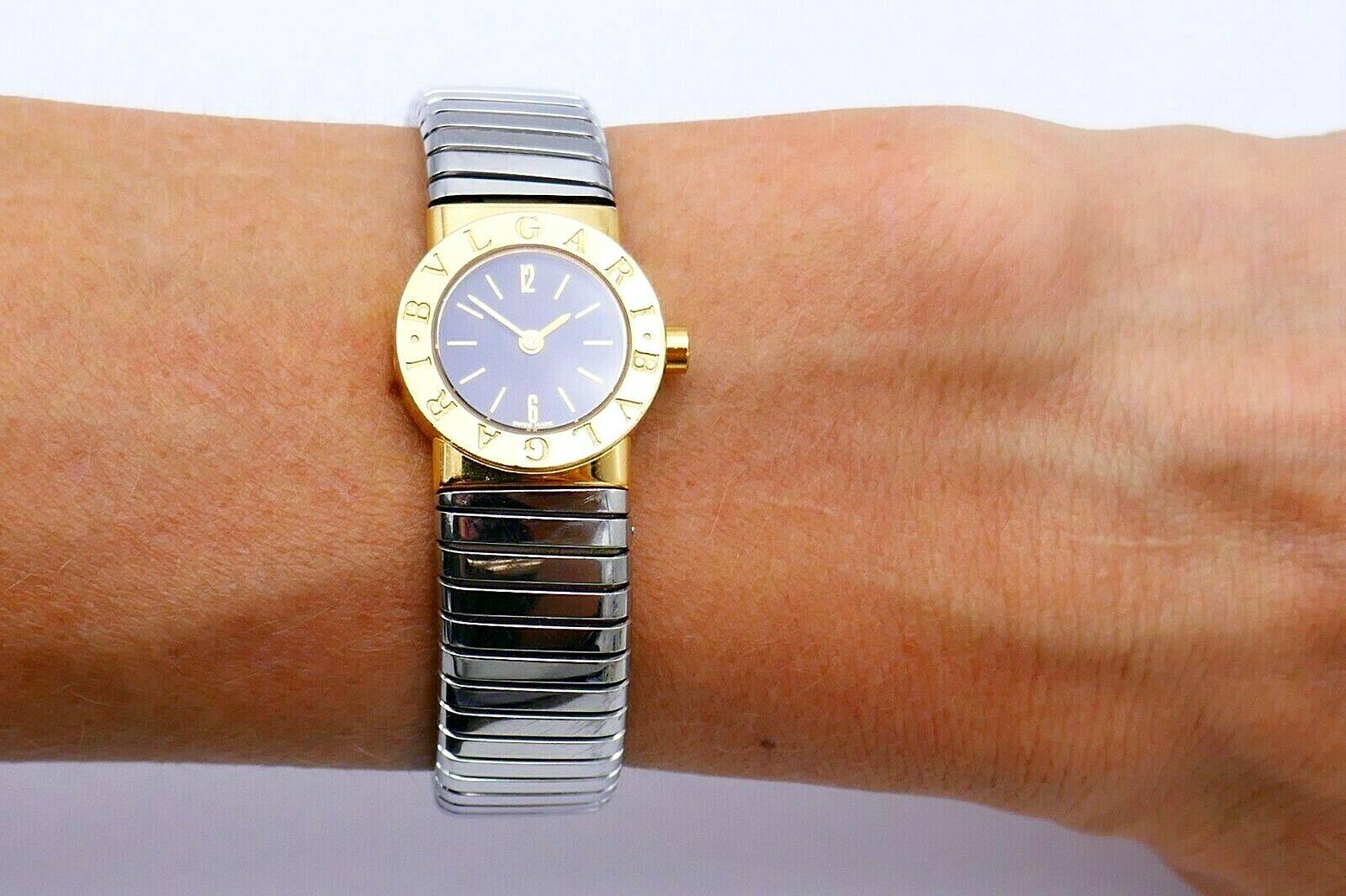 Women's or Men's Bulgari Tubogas Stainless Steel Yellow Gold Wristwatch BB 19 2T