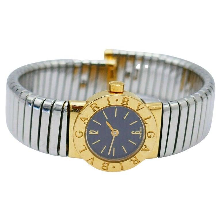Bulgari Tubogas Stainless Steel Yellow Gold Wristwatch BB 19 2T 1