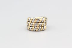 Bulgari Tubogas Steel and 18k Gold Flexible Snake Ring