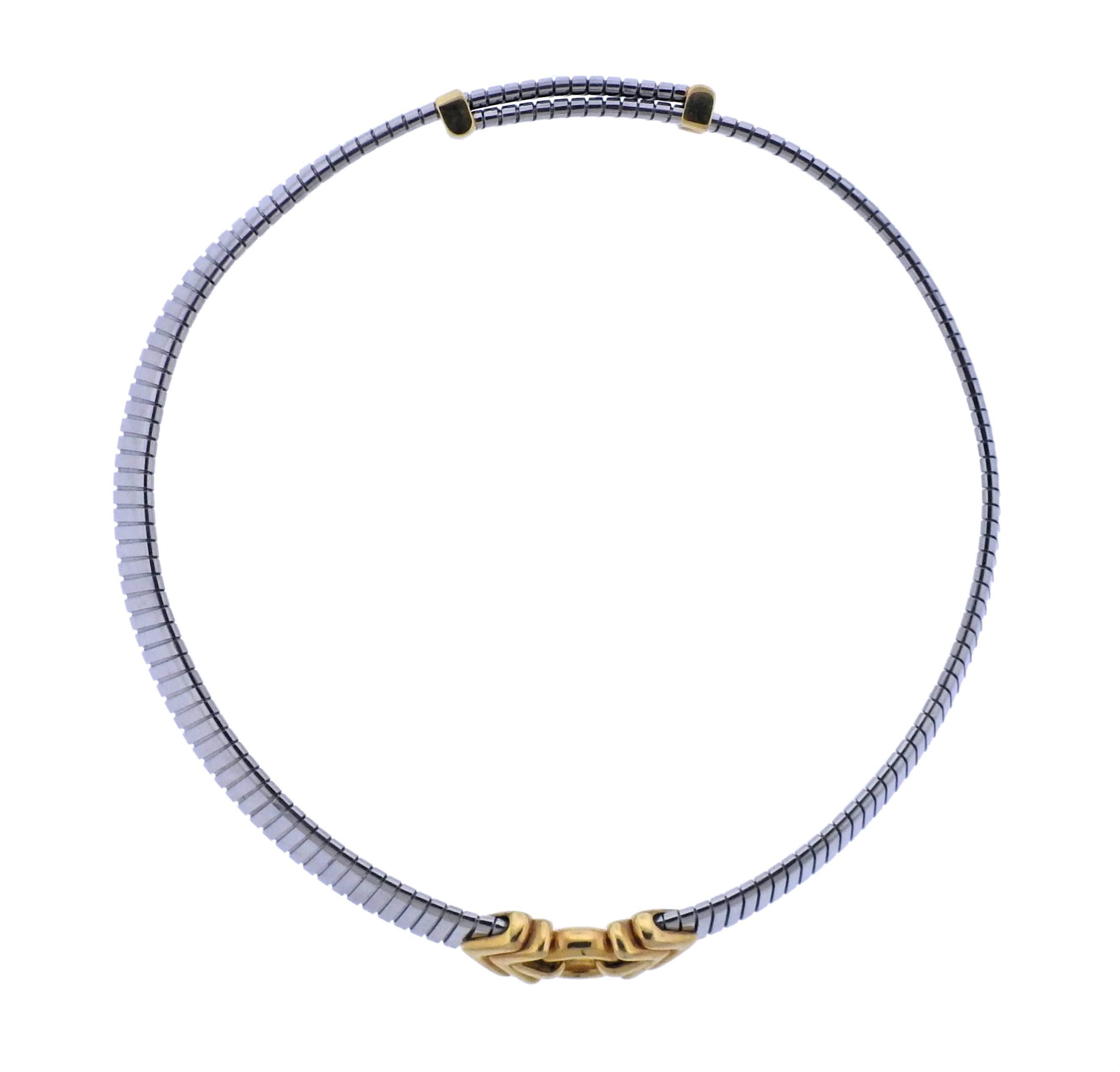 Women's Bulgari Tubogas Steel Gold Necklace