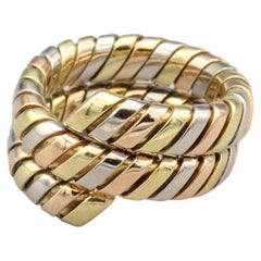 Retro Bulgari Tubogas Three Color 18k Gold Flexible Snake Ring