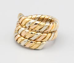 Bulgari Tubogas Three Color Gold Flexible Snake Ring