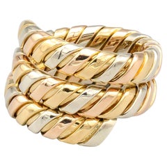 Bulgari Tubogas Three Color Gold Flexible Snake Ring
