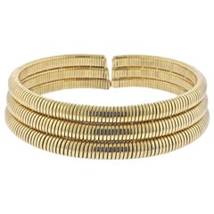 Bulgari Tubogas Three Row Gold Collar Necklace