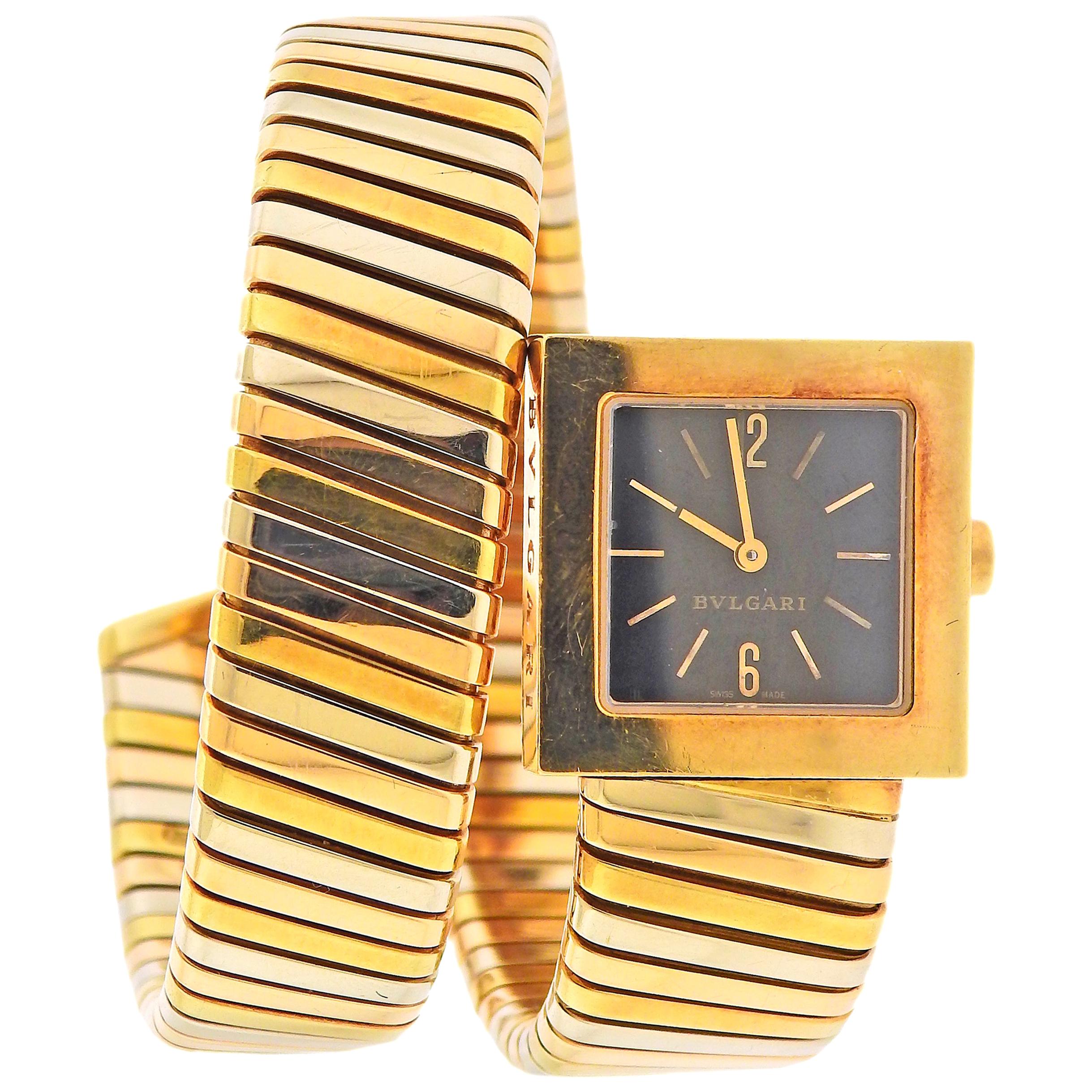Bulgari Tubogas Tri Color Gold Wrap Bracelet Watch SQ 22 1T
