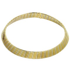 Bulgari Tubogas Tri-Tone Gold Collar Necklace