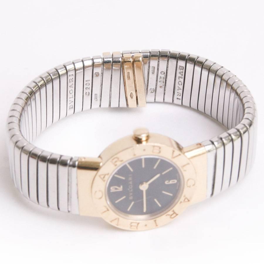 BULGARI Tubogas Watch in 18K Yellow Gold and Steel In Good Condition For Sale In Paris, FR