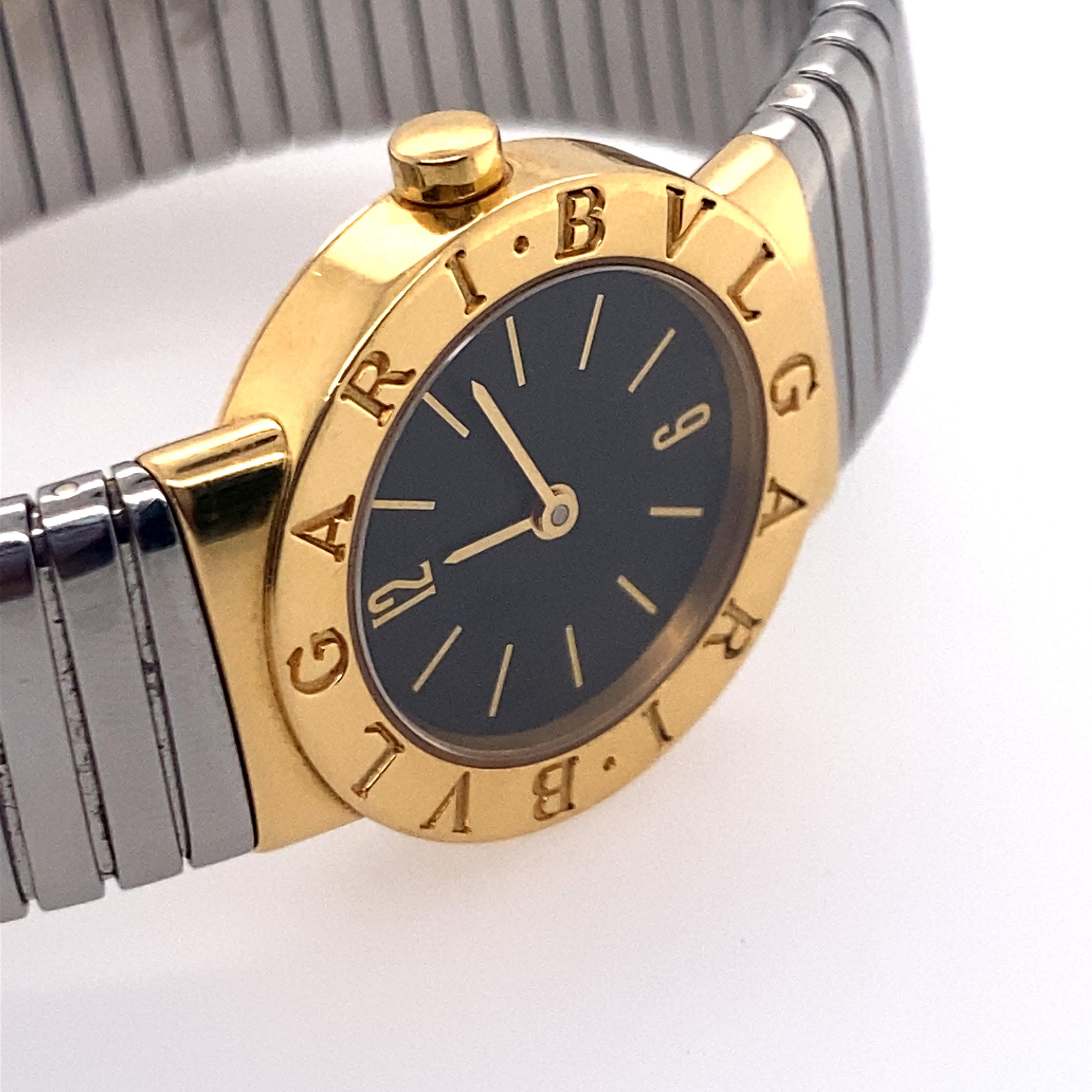 Women's Bulgari Tubogas Watch in 18K Yellow Gold and Steel For Sale