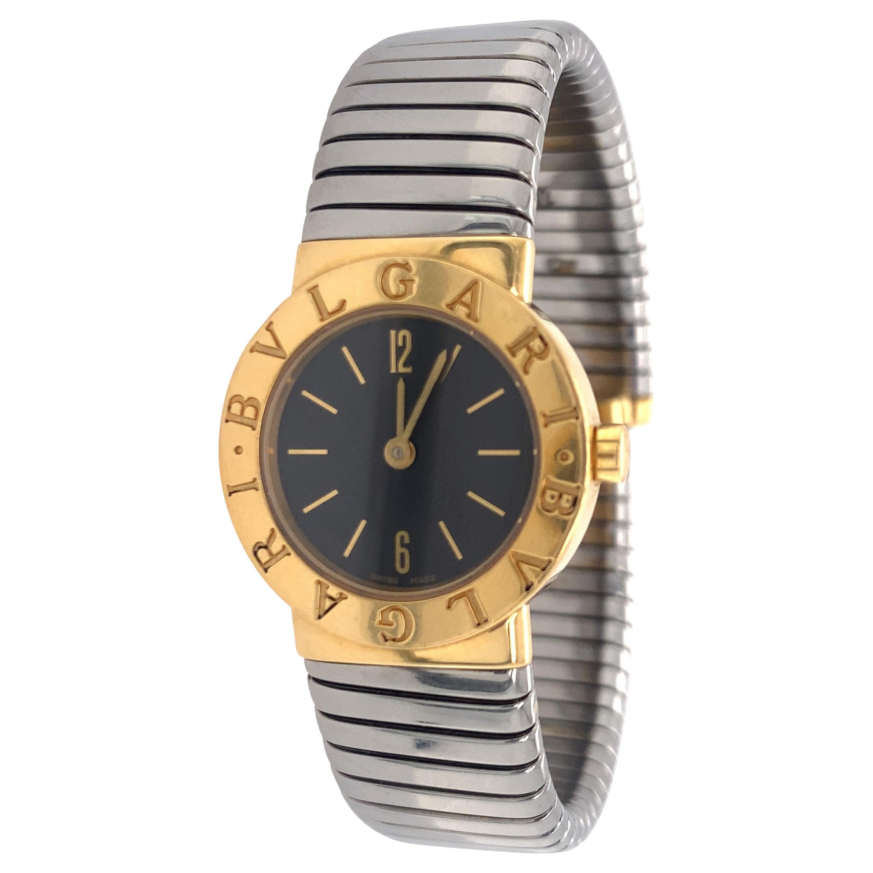 Bulgari Tubogas Watch in 18K Yellow Gold and Steel