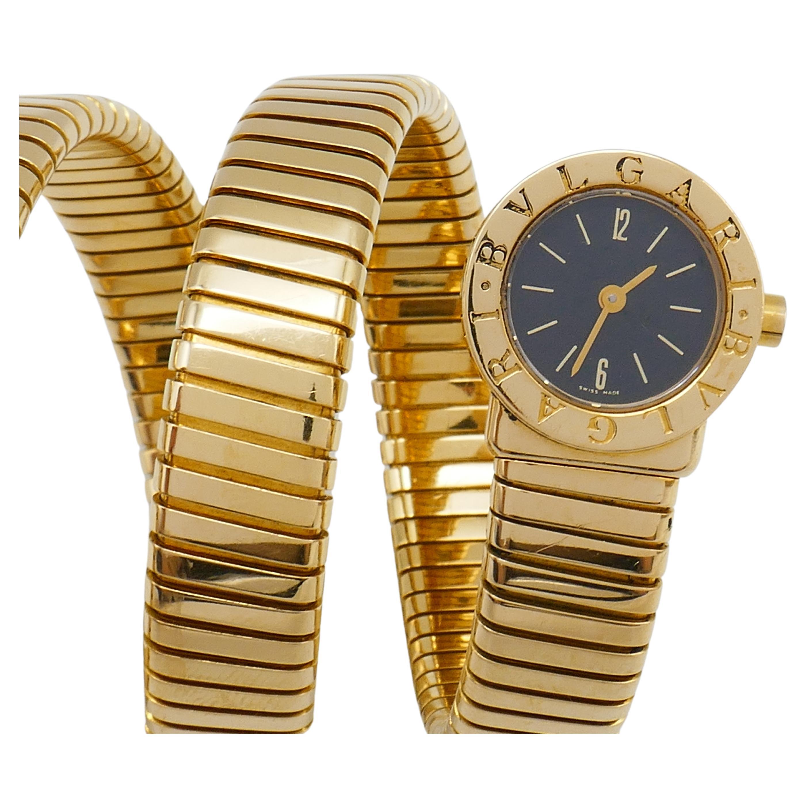 Is this Bulgari Tubogas your dream watch, or you already have a similar one but in a different gold color?
No matter how many Bulgari watches you have in your possession, this yellow gold wrap-around version is the must. 
Comes with a fitted Bulgari