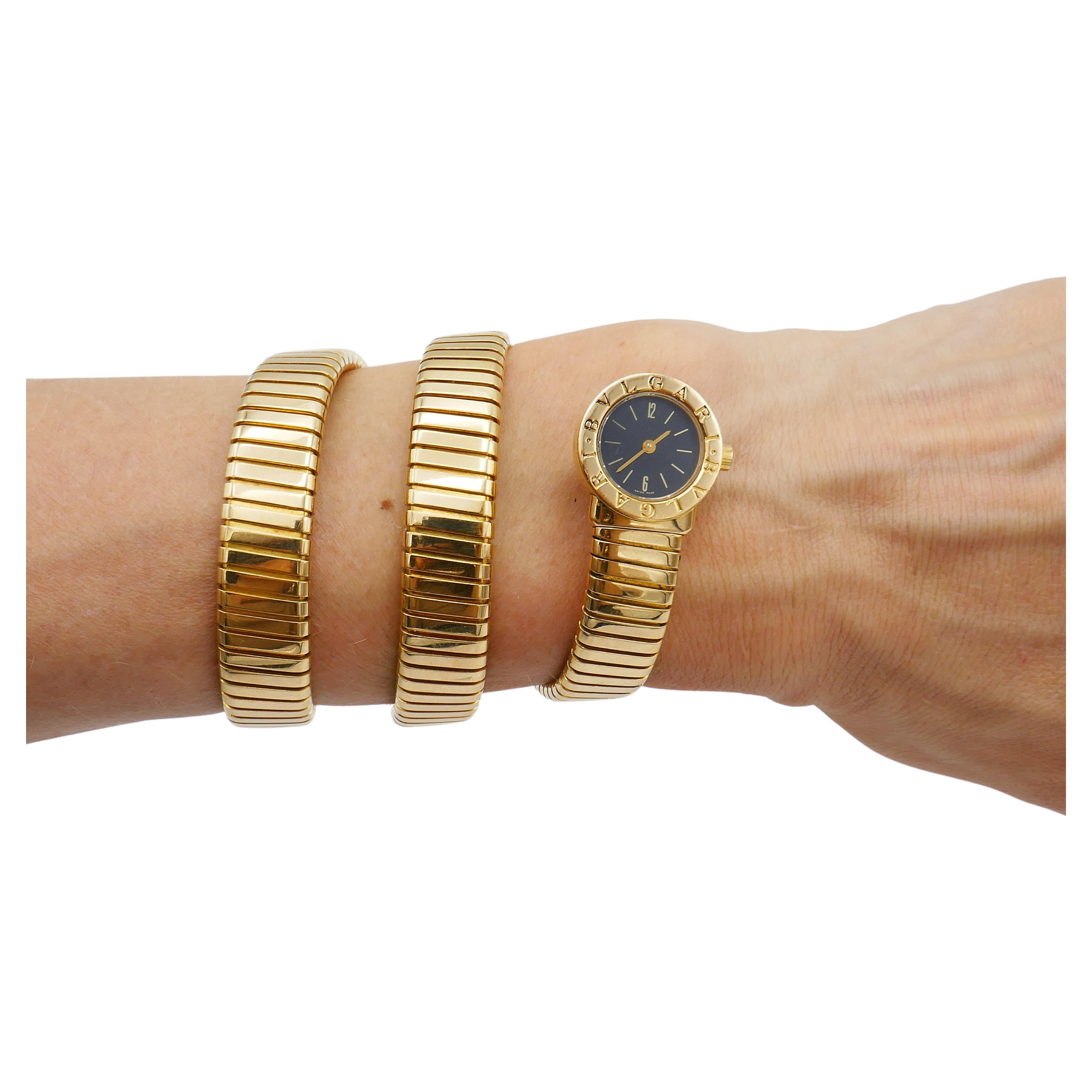 Bulgari Tubogas Watch Yellow Gold In Excellent Condition In Beverly Hills, CA
