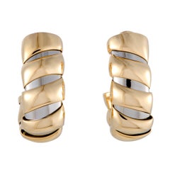 Vintage Bulgari Tubogas Yellow and White Gold Huggie Clip-On Earrings